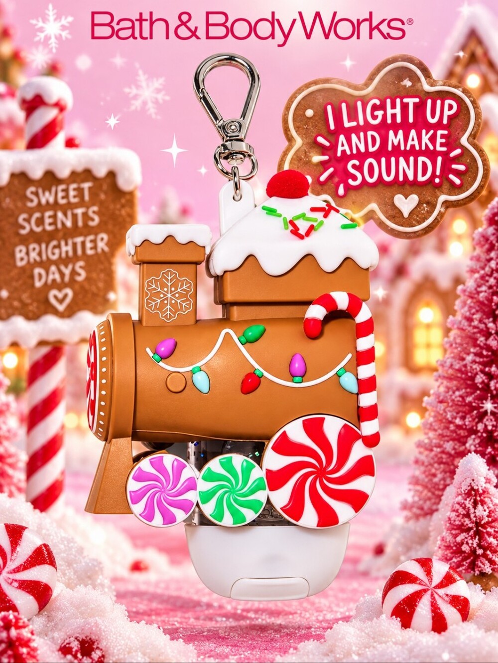 Bath & Body Works Gingerbread Train Pocketbac Holder Christmas Bag Charm